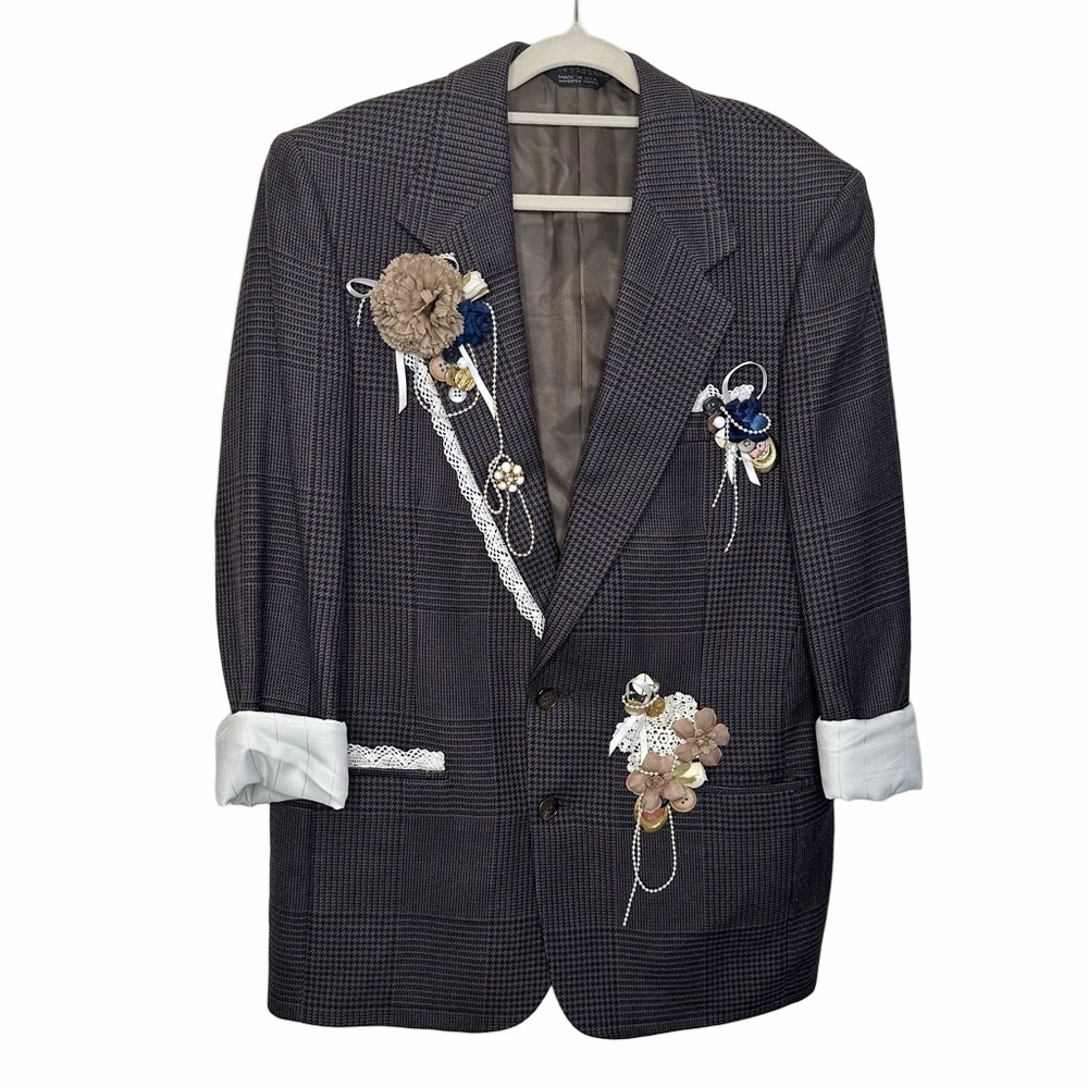 Perry Ellis Pinstripe Corsage Blazer Jacket Size 42R